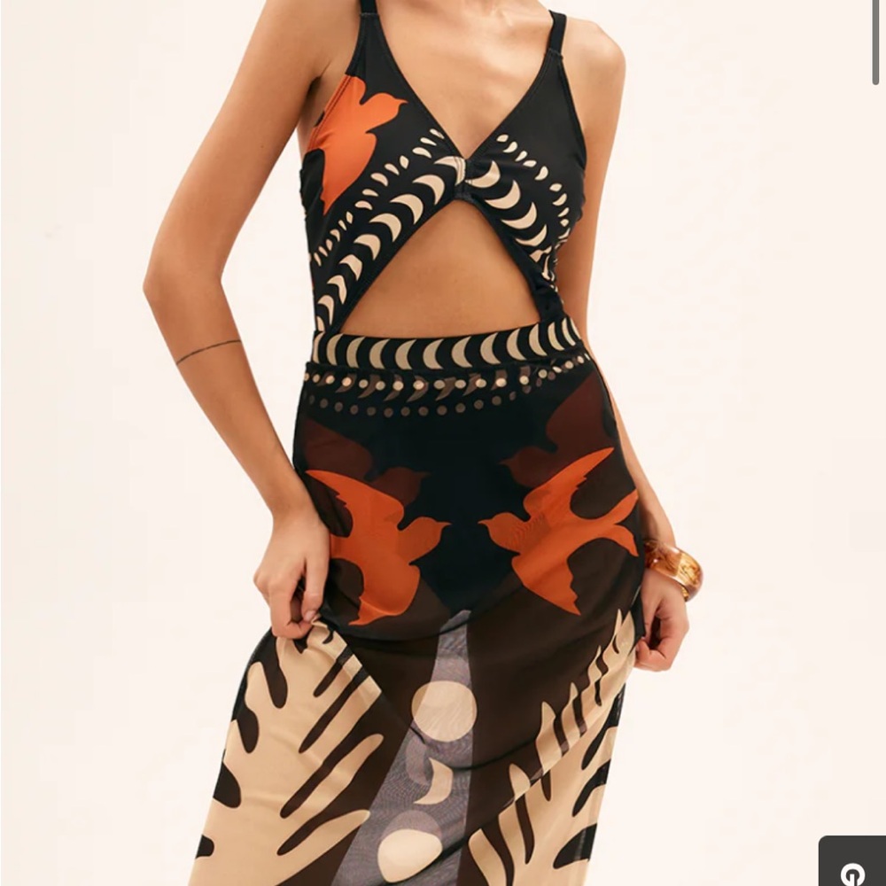 Commense Black and Orange One Piece Swimsuit
